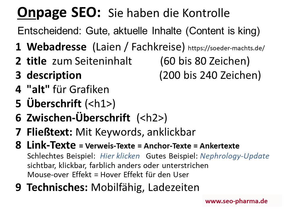 SEO Onpage Suchmaschinen-Optimierung